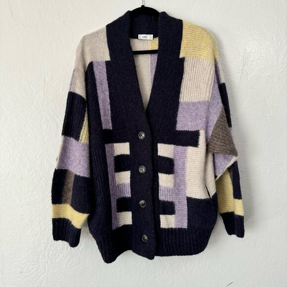Closed Colorblocked Alpaca Wool Blend Oversized Cardigan - Picture 3 of 16